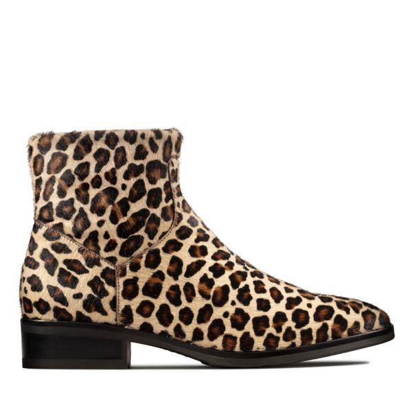 Clarks Womens Pure Rosa Ankle Boots Leopard | UK-146329